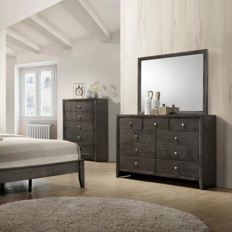 Mirrors |  Everly Collection Mirror Gray Bedroom Furniture Gray