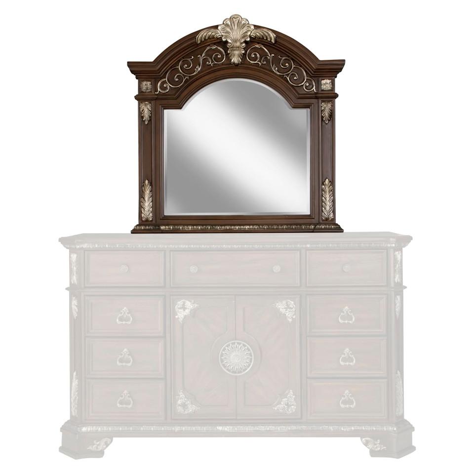 Mirrors |  Geneva Collection Medium Oak Poplar & Oak Mirror Brown Bedroom Furniture Brown