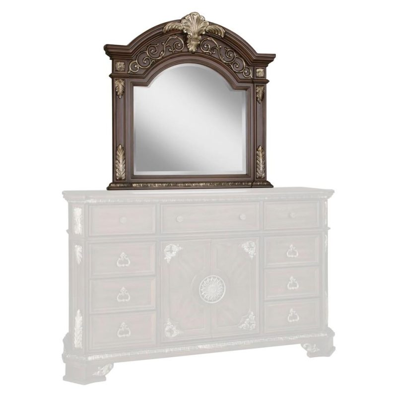 Mirrors |  Geneva Collection Medium Oak Poplar & Oak Mirror Brown Bedroom Furniture Brown