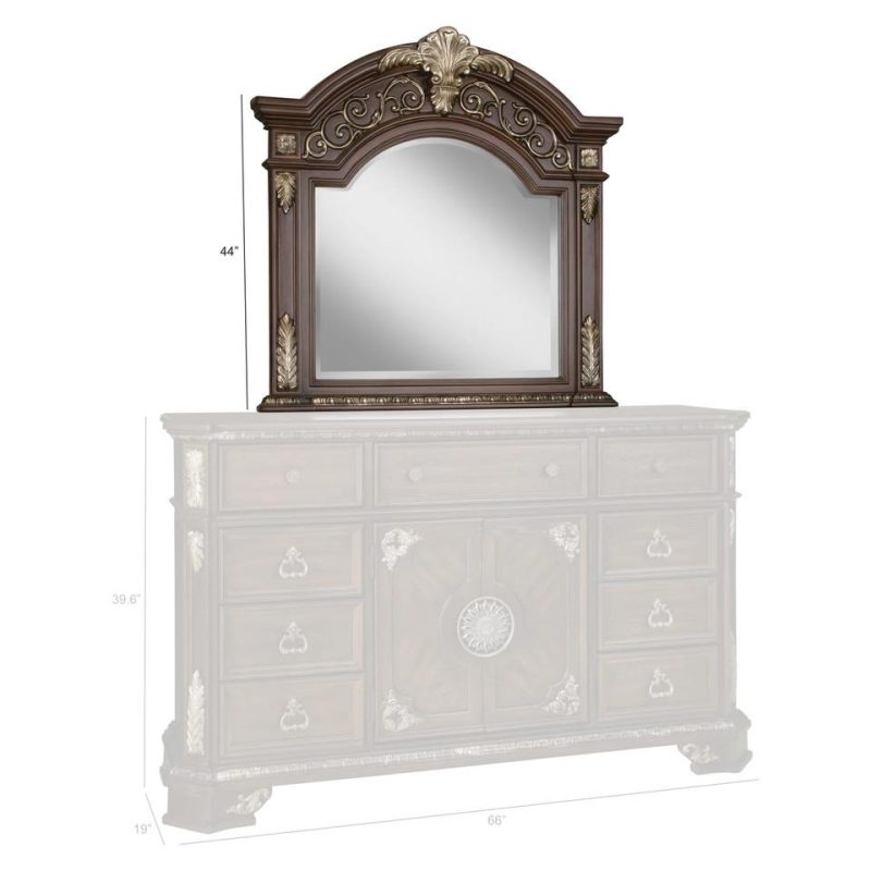 Mirrors |  Geneva Collection Medium Oak Poplar & Oak Mirror Brown Bedroom Furniture Brown