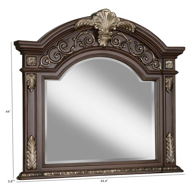 Mirrors |  Geneva Collection Medium Oak Poplar & Oak Mirror Brown Bedroom Furniture Brown