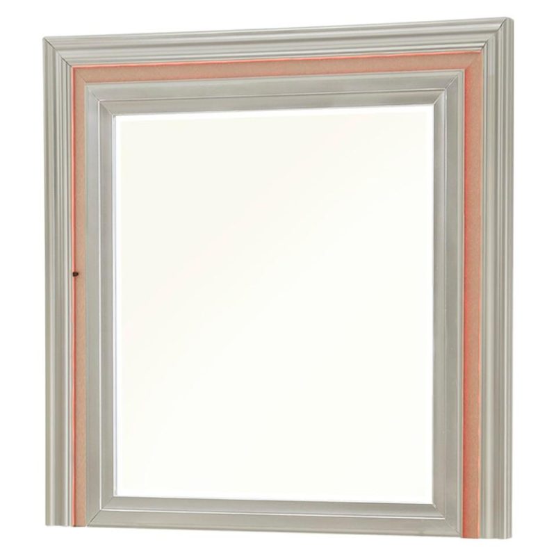 Mirrors |  Gia Collection Platinum Mirror Gray Bedroom Furniture Gray