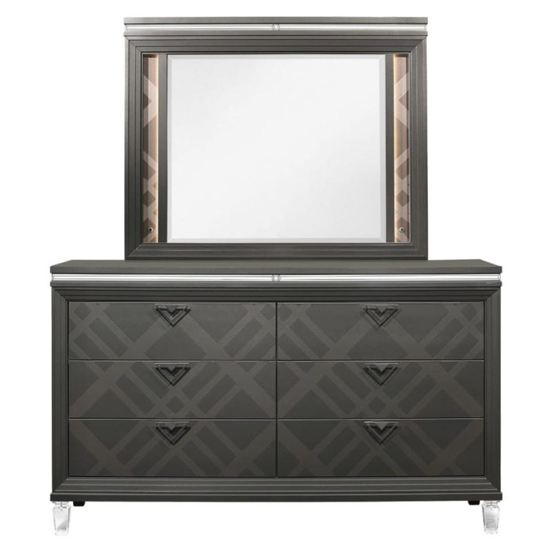 Mirrors |  Hollywood Park Collection Mirror Gray Bedroom Furniture Gray