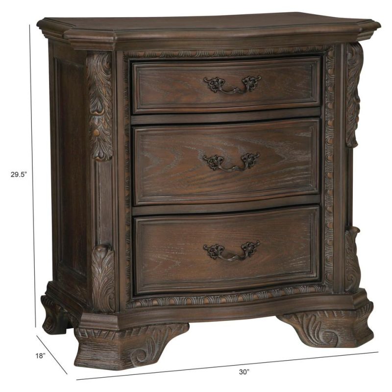 Nightstands |  Alexandria Antique Nightstand Brown Bedroom Furniture Brown