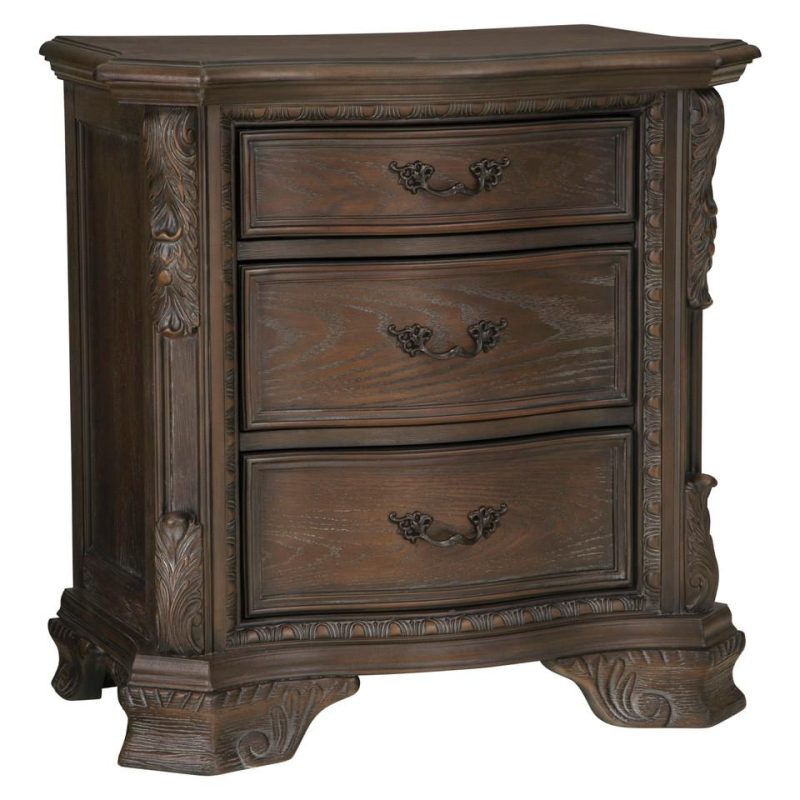 Nightstands |  Alexandria Antique Nightstand Brown Bedroom Furniture Brown