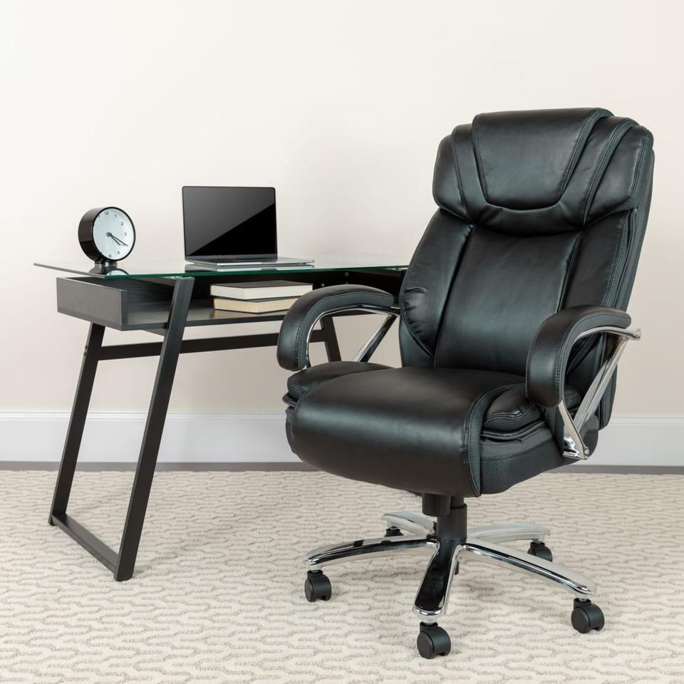 Office Chairs |  HERCULES Series Big & Tall 500 lb. Rated Black LeatherSoft Executive Swivel Ergonomic Office Chair with Extra Wide Seat – GO2092M1BKGG Black Home Office Furniture Black