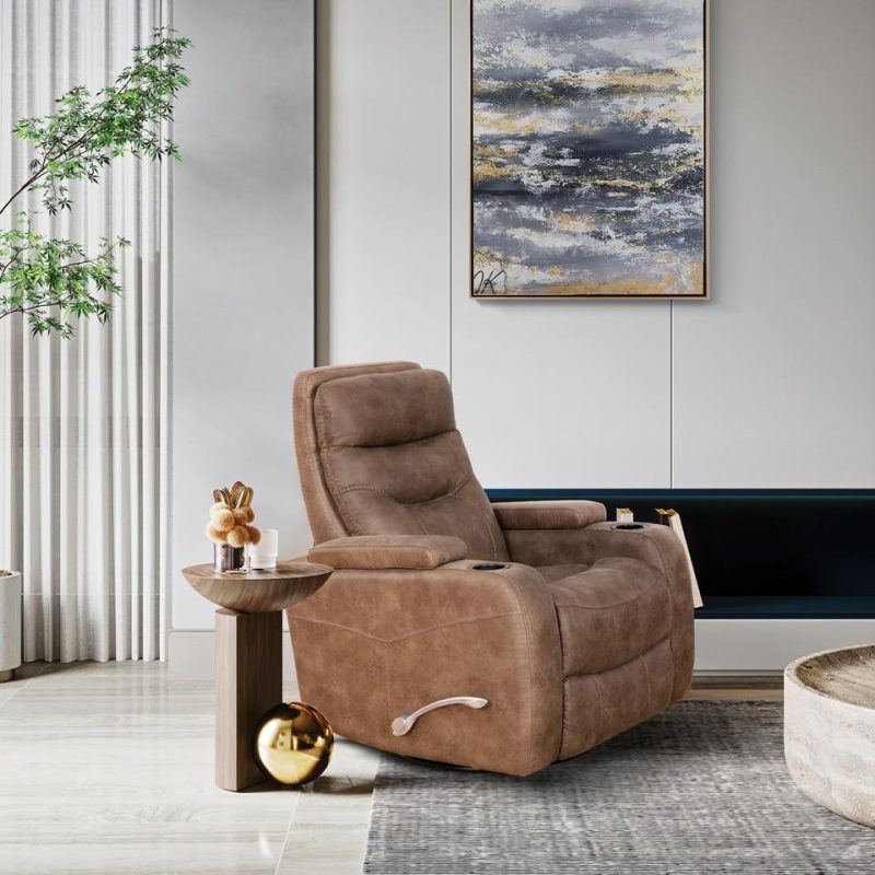 Recliners |  Jupiter Tumbleweed Swivel Glider Recliner Brown Living Room Furniture Brown