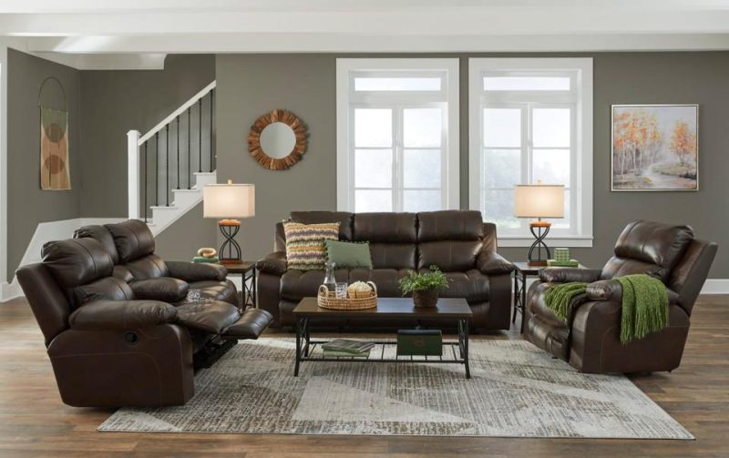 Recliners |  Palmetto Cocoa Leather Rocking Recliner Brown Living Room Furniture Brown