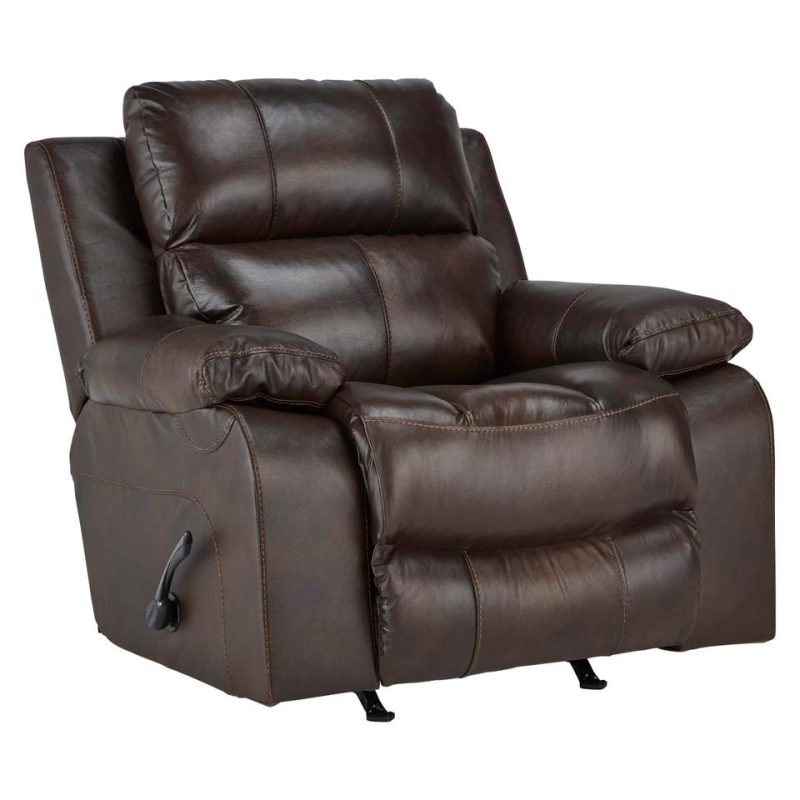 Recliners |  Palmetto Cocoa Leather Rocking Recliner Brown Living Room Furniture Brown