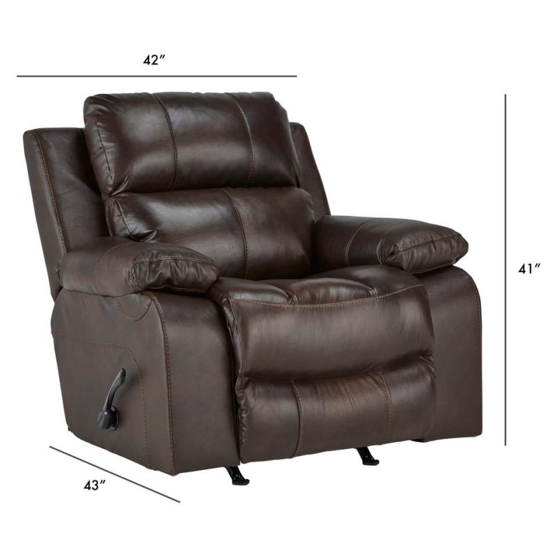 Recliners |  Palmetto Cocoa Leather Rocking Recliner Brown Living Room Furniture Brown