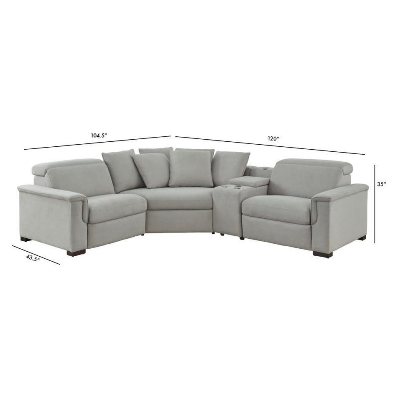 Sectionals |  Alpha 4-pc Reclining Sectional Gray Living Room Furniture Gray