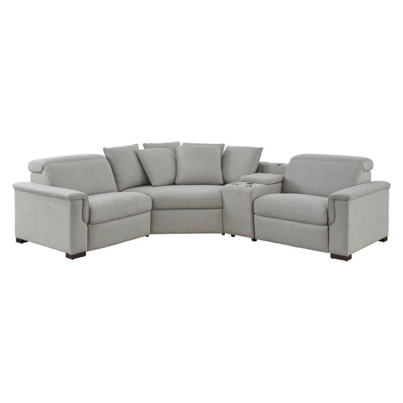 Sectionals |  Alpha 4-pc Reclining Sectional Gray Living Room Furniture Gray