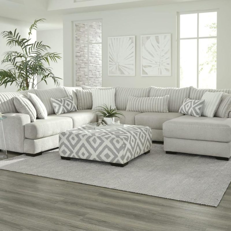 Sectionals |  Bristol 3-Pc Sectional W Right Chaise White Living Room Furniture Sectionals