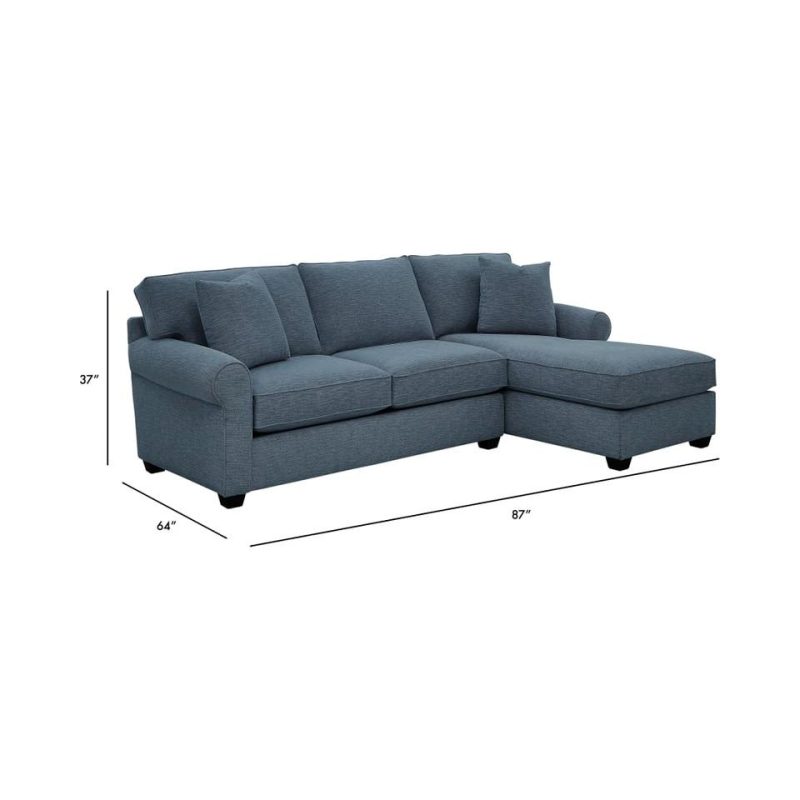 Sectionals |  Crestview Rolled Arm Blue 2-pc sectional w/ right chaise Blue Living Room Furniture Blue