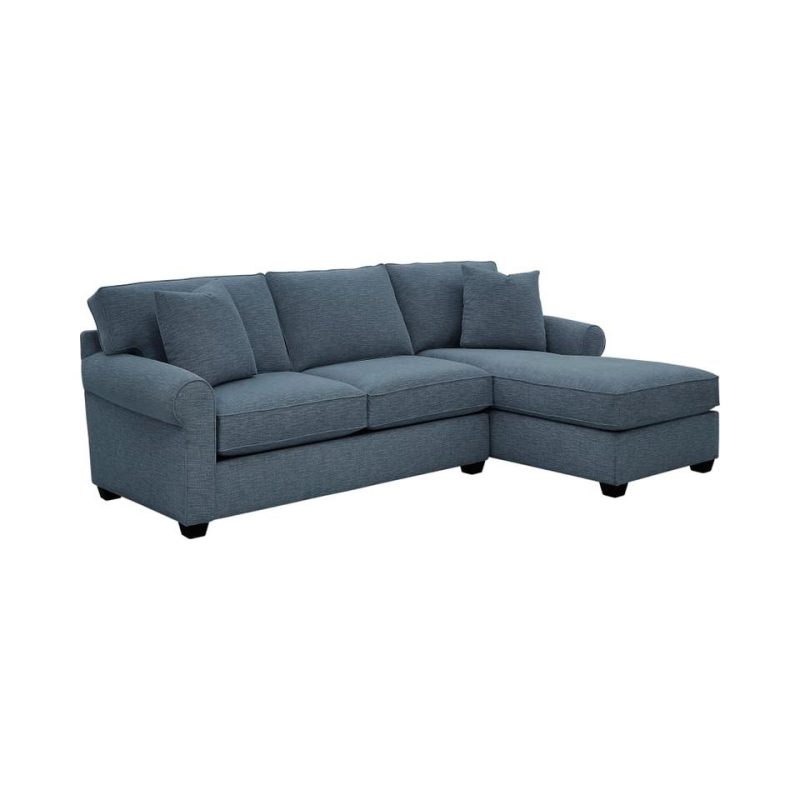 Sectionals |  Crestview Rolled Arm Blue 2-pc sectional w/ right chaise Blue Living Room Furniture Blue