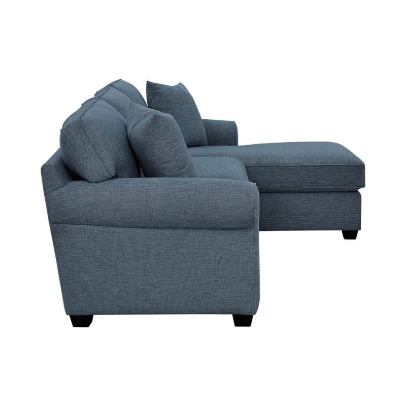 Sectionals |  Crestview Rolled Arm Blue 2-pc sectional w/ right chaise Blue Living Room Furniture Blue