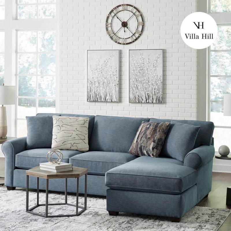 Sectionals |  Crestview Rolled Arm Blue 2-pc sectional w/ right chaise Blue Living Room Furniture Blue