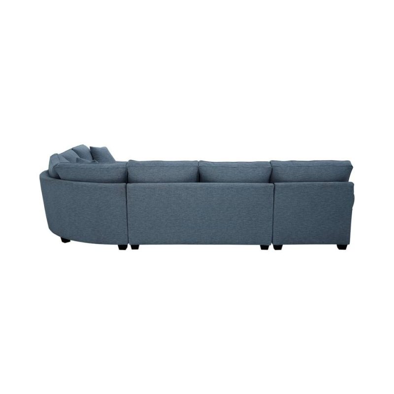 Sectionals |  Crestview Rolled Arm Blue 4-pc sectional w/ left chaise Blue Living Room Furniture Blue