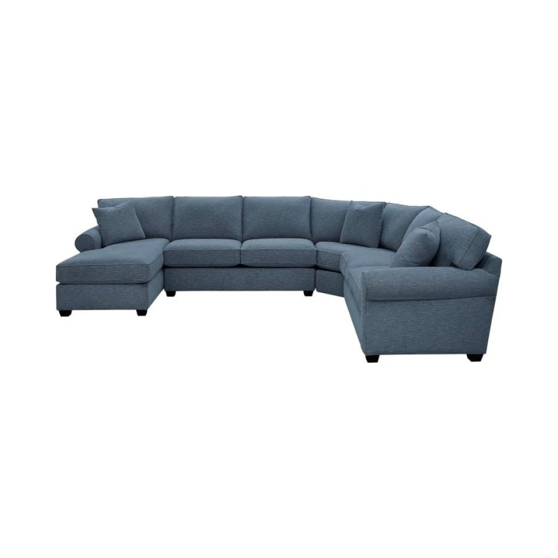 Sectionals |  Crestview Rolled Arm Blue 4-pc sectional w/ left chaise Blue Living Room Furniture Blue