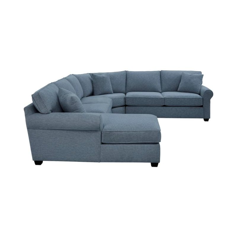 Sectionals |  Crestview Rolled Arm Blue 4-pc sectional w/ left chaise Blue Living Room Furniture Blue