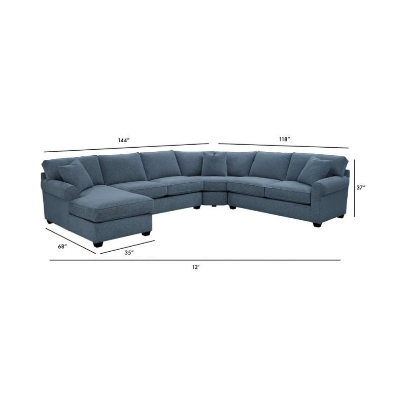 Sectionals |  Crestview Rolled Arm Blue 4-pc sectional w/ left chaise Blue Living Room Furniture Blue