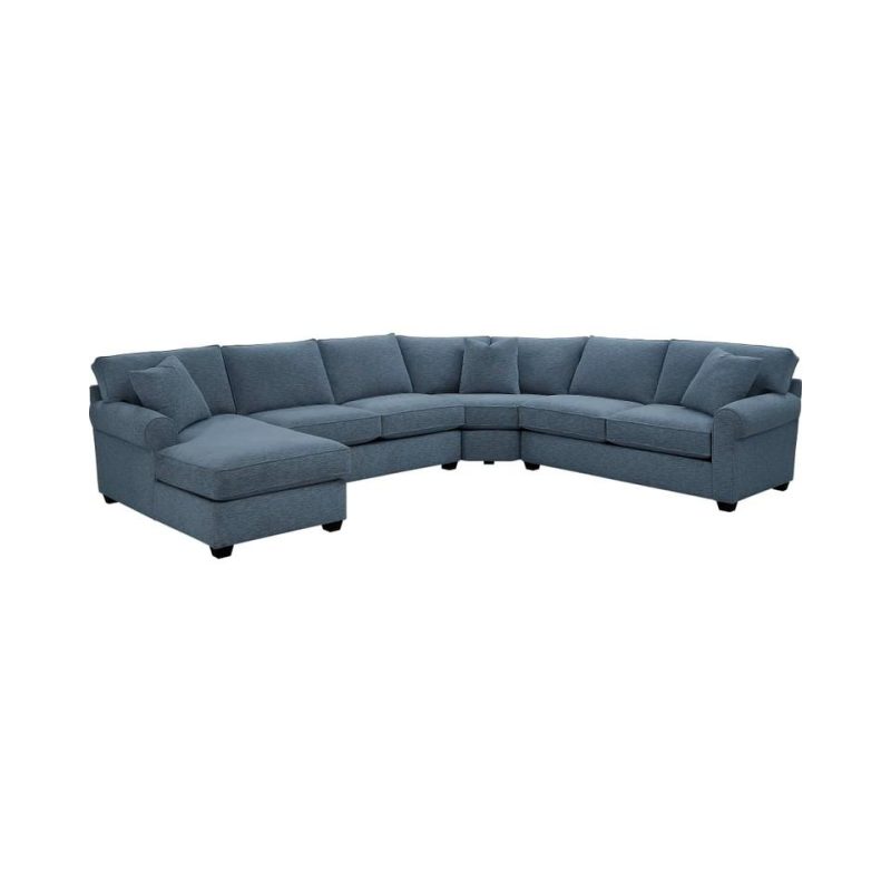 Sectionals |  Crestview Rolled Arm Blue 4-pc sectional w/ left chaise Blue Living Room Furniture Blue