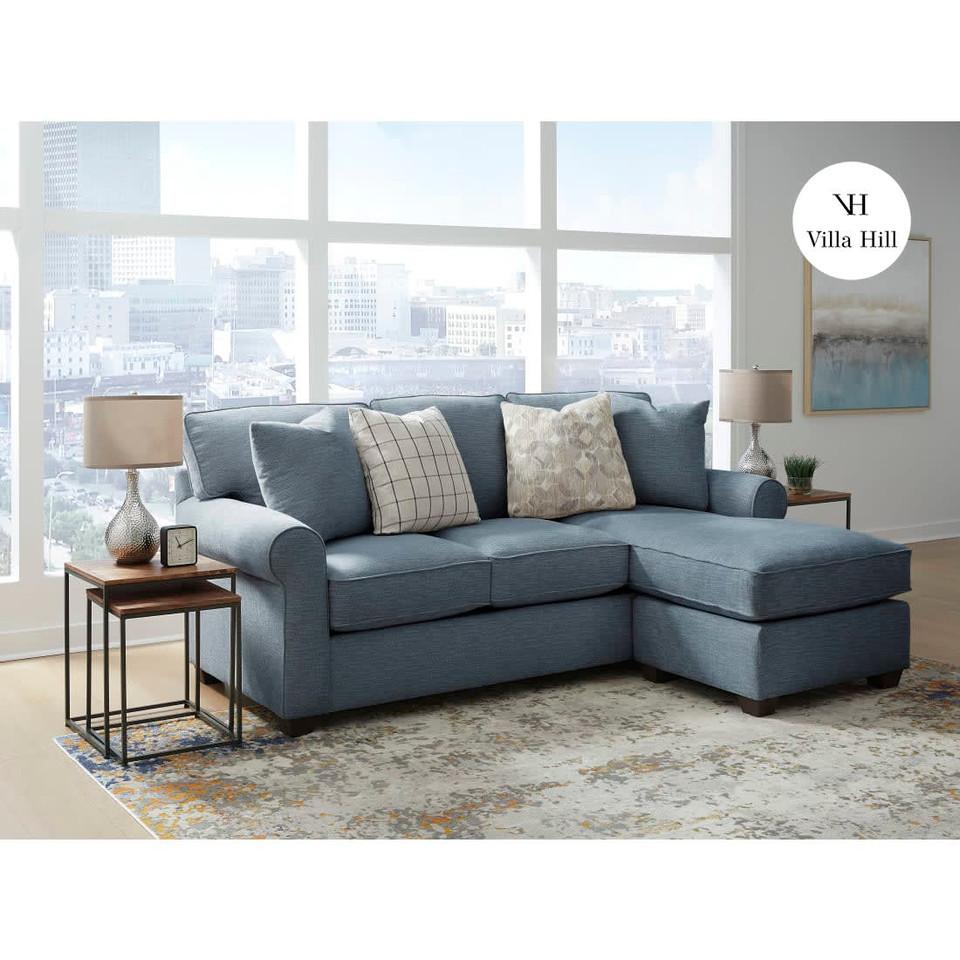 Sectionals |  Crestview Rolled Arm Blue Sofa Chaise Blue Living Room Furniture Blue