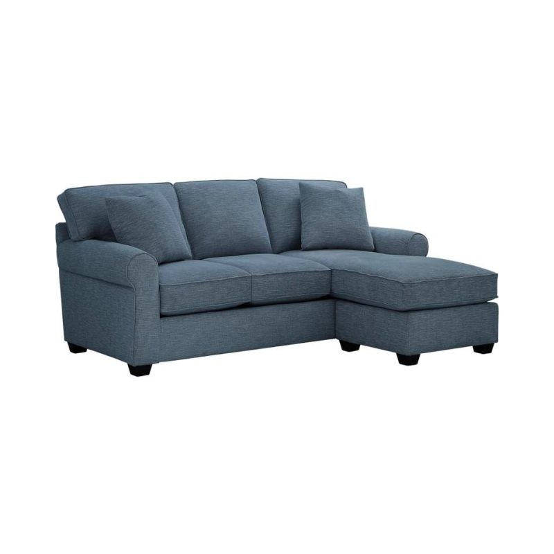 Sectionals |  Crestview Rolled Arm Blue Sofa Chaise Blue Living Room Furniture Blue