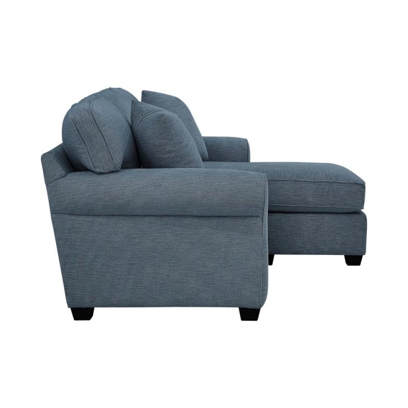 Sectionals |  Crestview Rolled Arm Blue Sofa Chaise Blue Living Room Furniture Blue