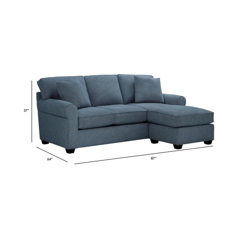 Sectionals |  Crestview Rolled Arm Blue Sofa Chaise Blue Living Room Furniture Blue