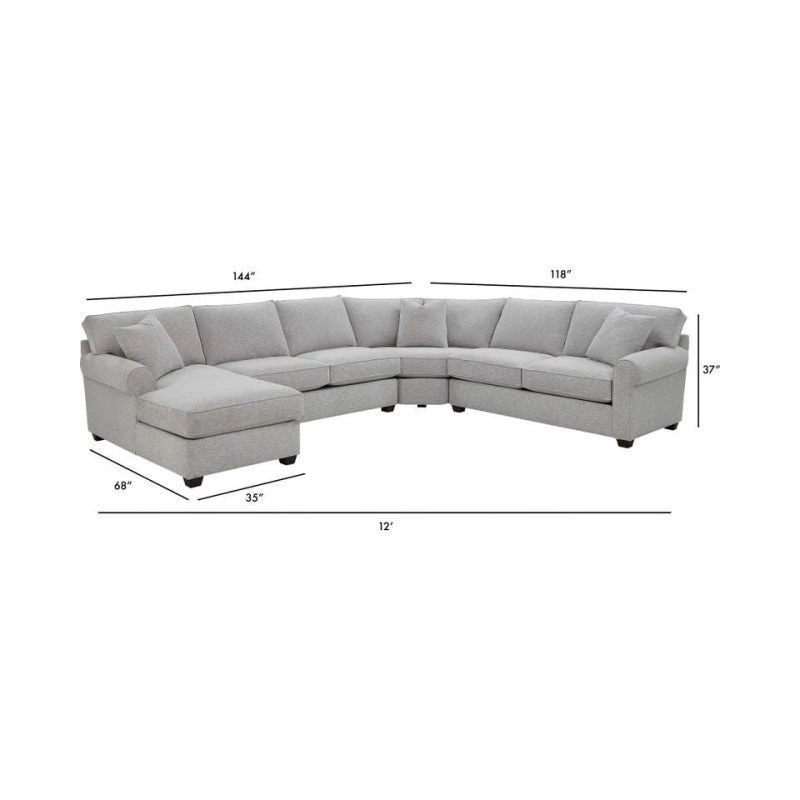 Sectionals |  Crestview Rolled Arm Granite 4-pc sectional w/ left chaise Gray Living Room Furniture Gray