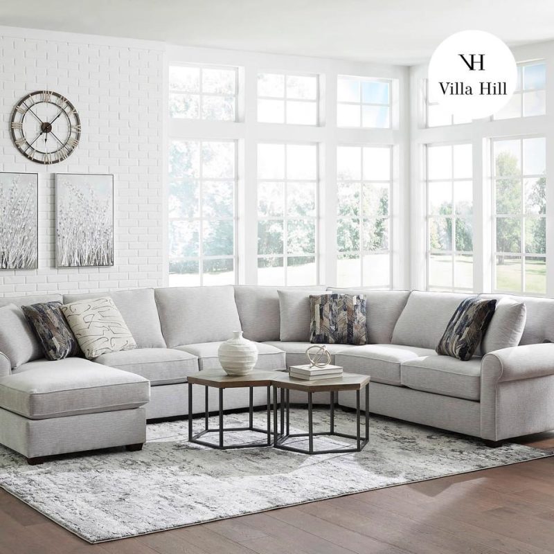 Sectionals |  Crestview Rolled Arm Granite 4-pc sectional w/ left chaise Gray Living Room Furniture Gray