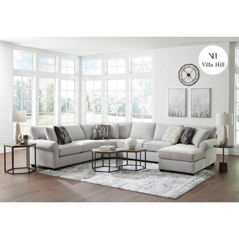 Sectionals |  Crestview Rolled Arm Granite 4-pc sectional w/ right chaise Gray Living Room Furniture Gray