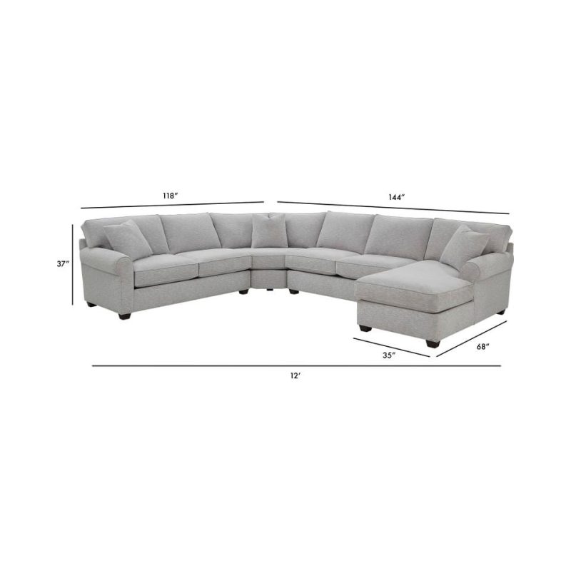 Sectionals |  Crestview Rolled Arm Granite 4-pc sectional w/ right chaise Gray Living Room Furniture Gray