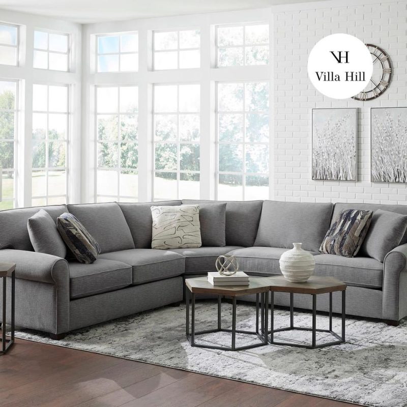 Sectionals |  Crestview Rolled Arm Graphite 3-pc Medium sectional Gray Living Room Furniture Gray