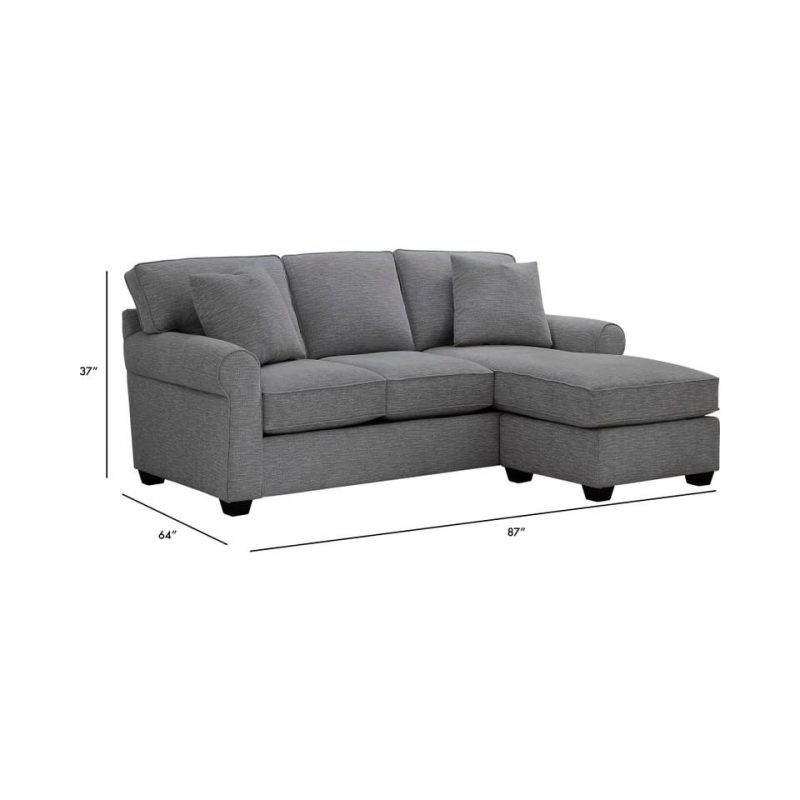 Sectionals |  Crestview Rolled Arm Graphite Sofa Chaise Gray Living Room Furniture Gray