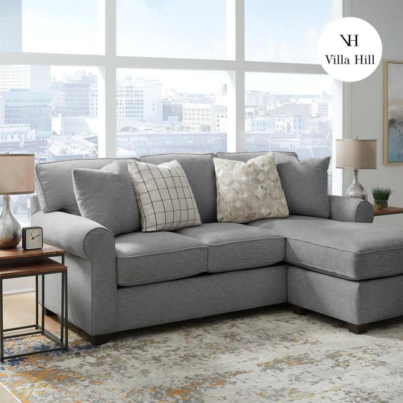 Sectionals |  Crestview Rolled Arm Graphite Sofa Chaise Gray Living Room Furniture Gray