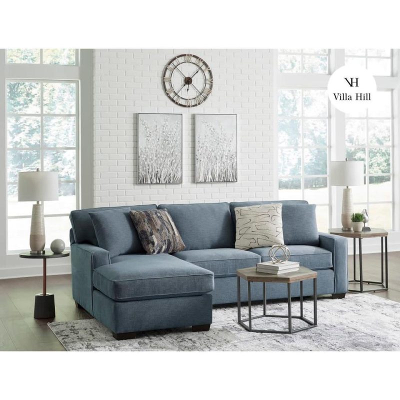 Sectionals |  Crestview Track Arm Blue 2-pc sectional w/ left chaise Blue Living Room Furniture Blue