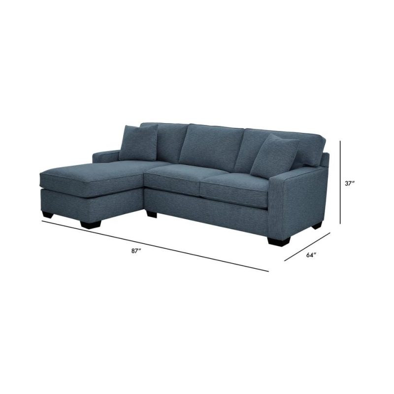 Sectionals |  Crestview Track Arm Blue 2-pc sectional w/ left chaise Blue Living Room Furniture Blue