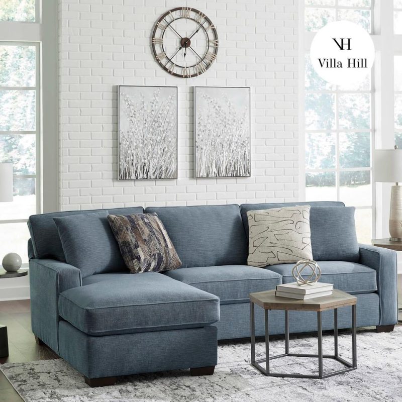 Sectionals |  Crestview Track Arm Blue 2-pc sectional w/ left chaise Blue Living Room Furniture Blue