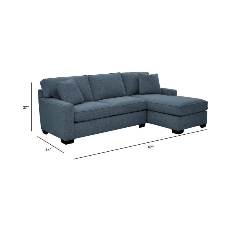 Sectionals |  Crestview Track Arm Blue 2-pc sectional w/ right chaise Blue Living Room Furniture Blue