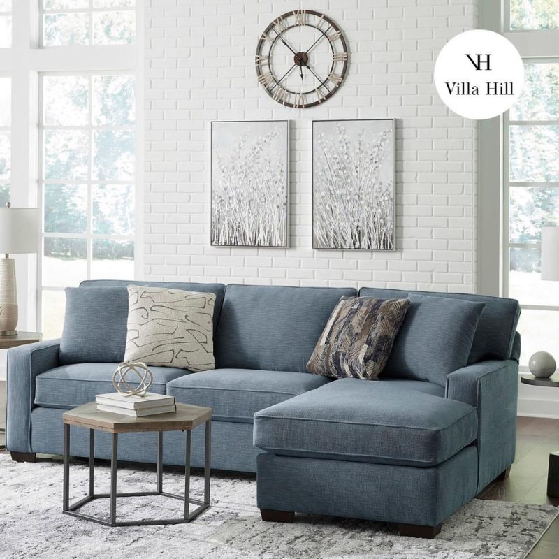 Sectionals |  Crestview Track Arm Blue 2-pc sectional w/ right chaise Blue Living Room Furniture Blue