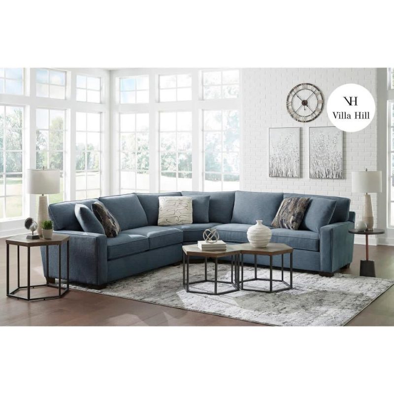 Sectionals |  Crestview Track Arm Blue 3-pc Medium sectional Blue Living Room Furniture Blue