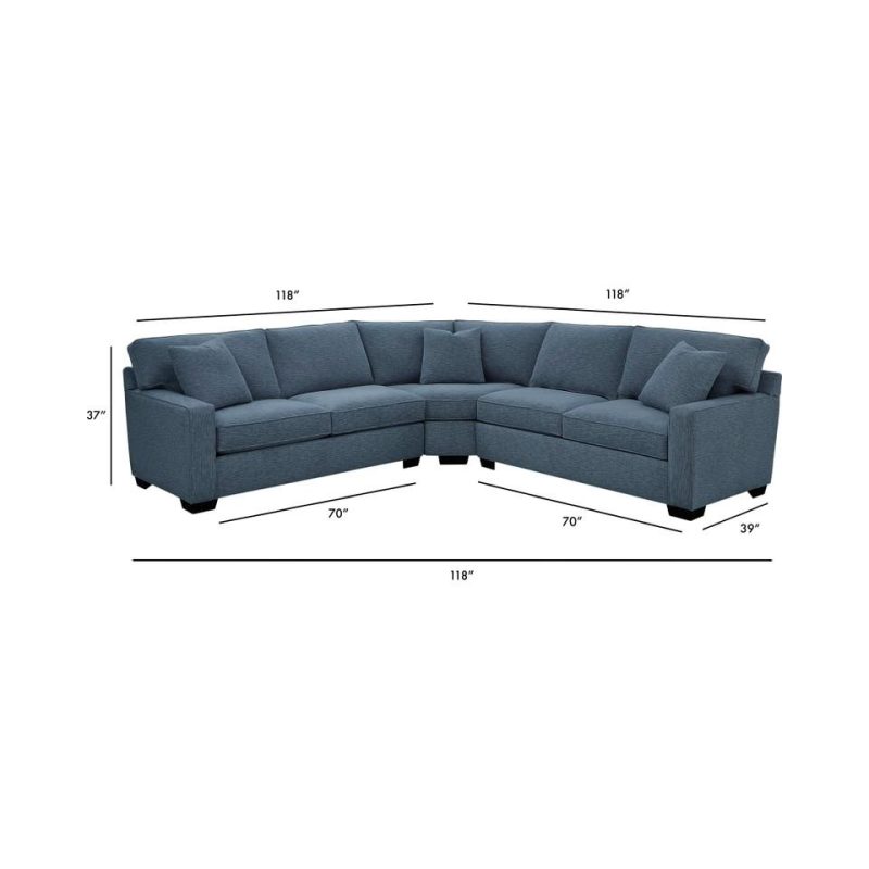 Sectionals |  Crestview Track Arm Blue 3-pc Medium sectional Blue Living Room Furniture Blue