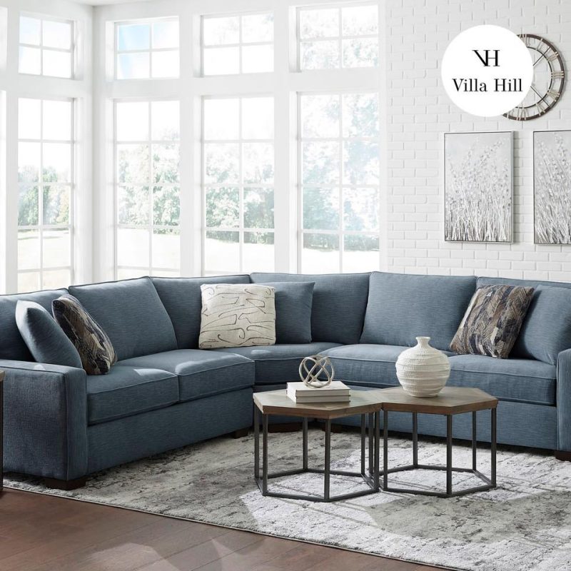 Sectionals |  Crestview Track Arm Blue 3-pc Medium sectional Blue Living Room Furniture Blue