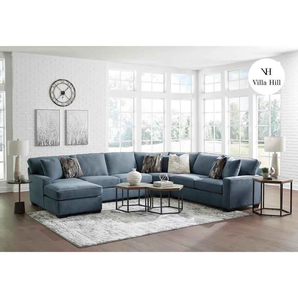 Sectionals |  Crestview Track Arm Blue 4-pc sectional w/ left chaise Blue Living Room Furniture Blue