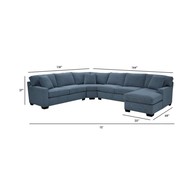 Sectionals |  Crestview Track Arm Blue 4-pc sectional w/ right chaise Blue Living Room Furniture Blue