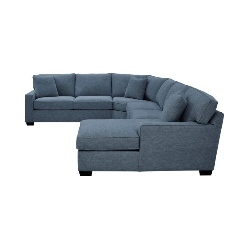 Sectionals |  Crestview Track Arm Blue 4-pc sectional w/ right chaise Blue Living Room Furniture Blue