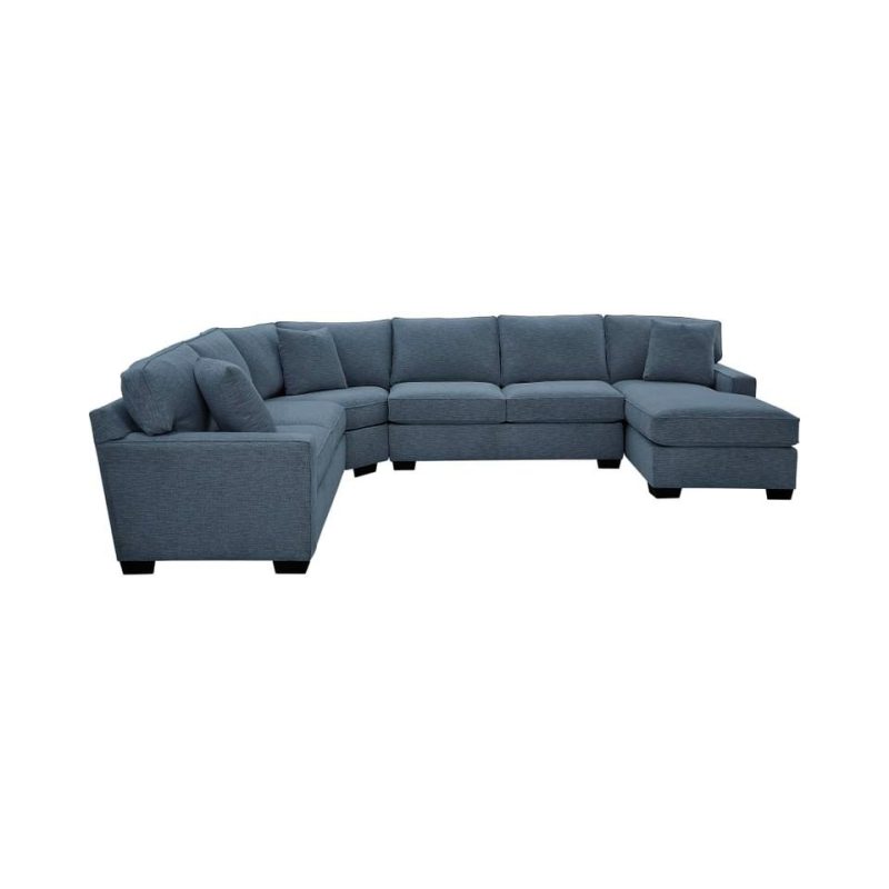 Sectionals |  Crestview Track Arm Blue 4-pc sectional w/ right chaise Blue Living Room Furniture Blue