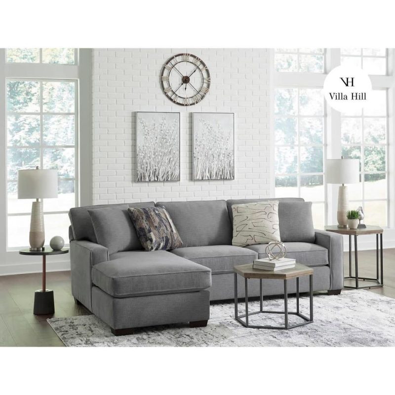 Sectionals |  Crestview Track Arm Graphite 2-pc sectional w/ left chaise Gray Living Room Furniture Gray